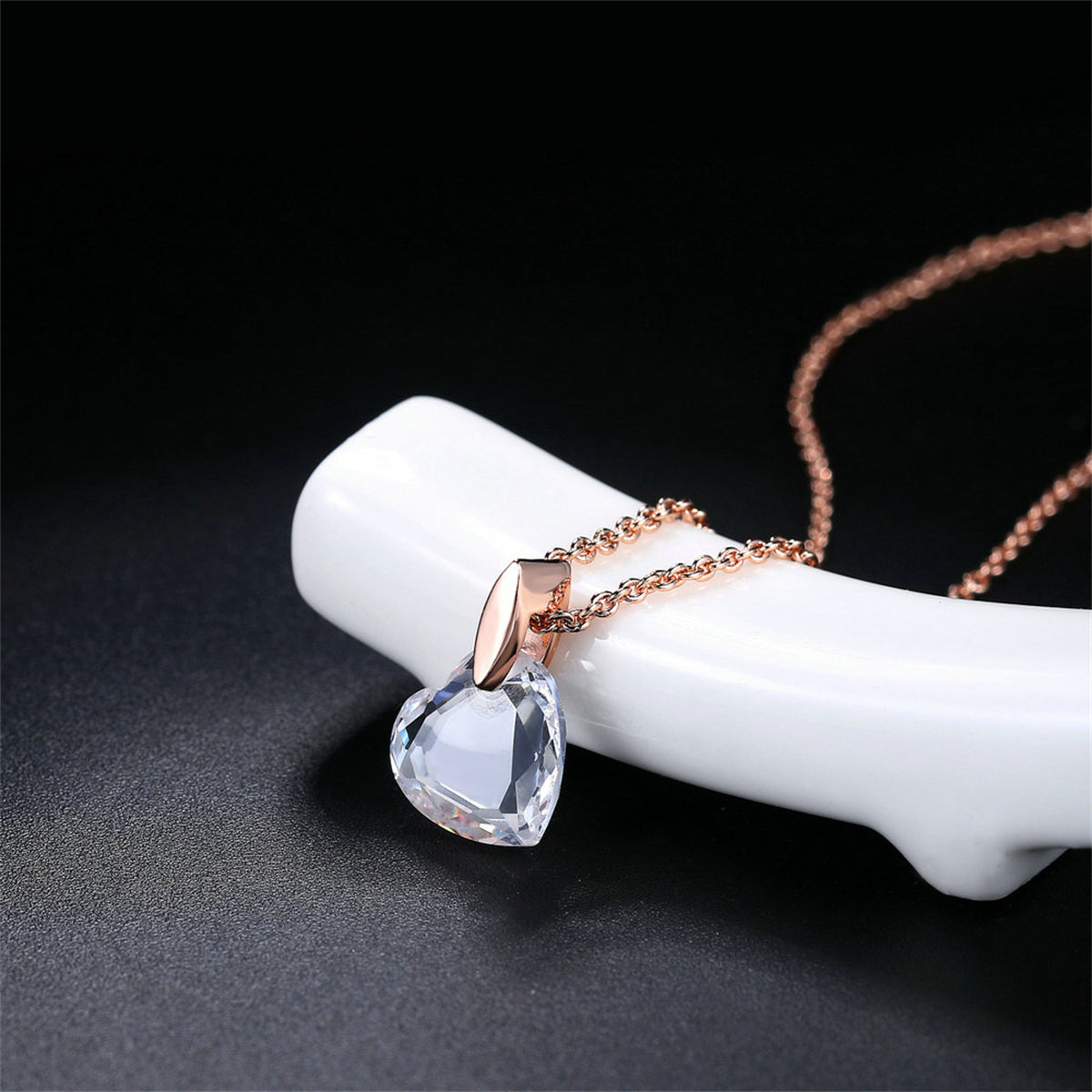 Crystal & 18K Rose Gold-Plated Heart Pendant Necklace