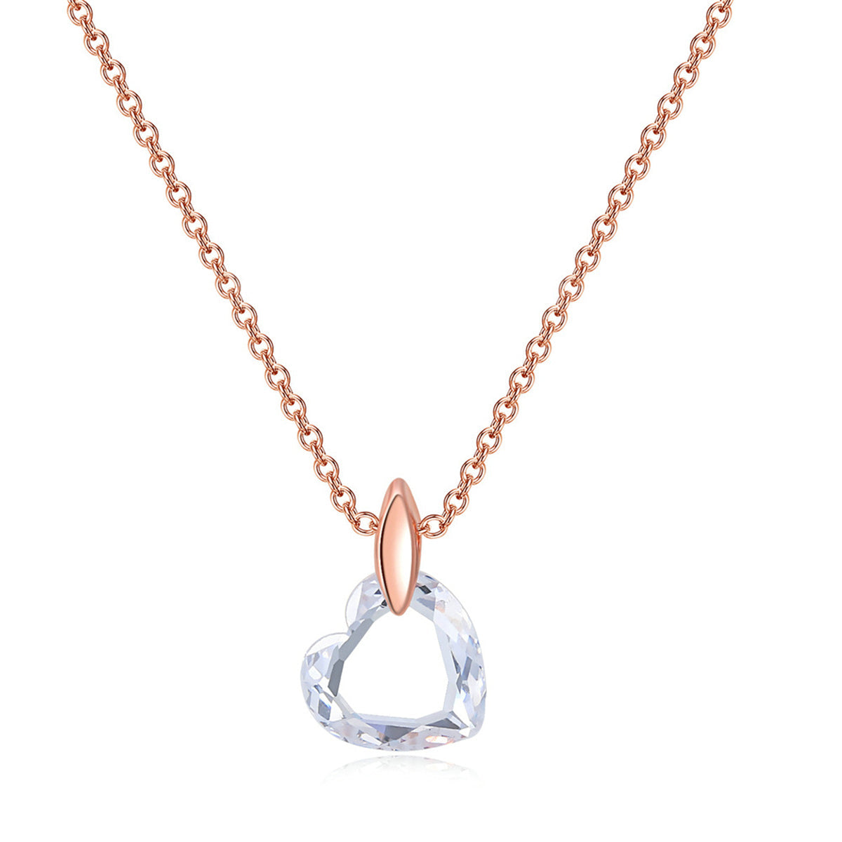 Crystal & 18K Rose Gold-Plated Heart Pendant Necklace