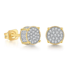 Clear Cubic Zirconia Two-Tone Round Stud Earrings