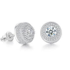 Clear Cubic Zirconia & Crystal Halo Round Stud Earrings