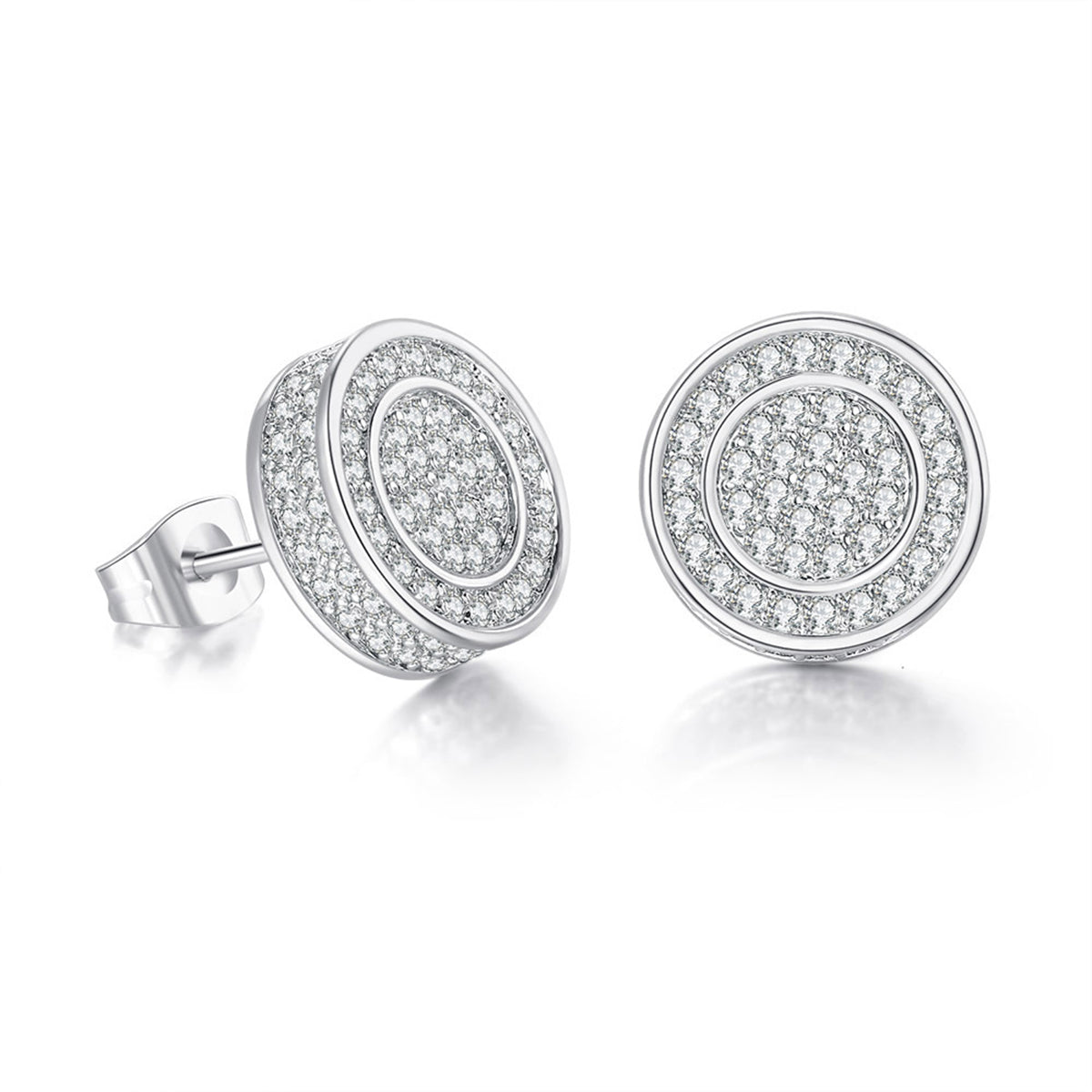 Cubic Zirconia & Silver-Plated Pavé Round Stud Earrings