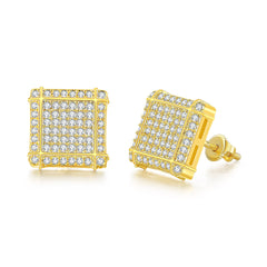 Cubic Zirconia & 18K Gold-Plated Square Stud Earrings