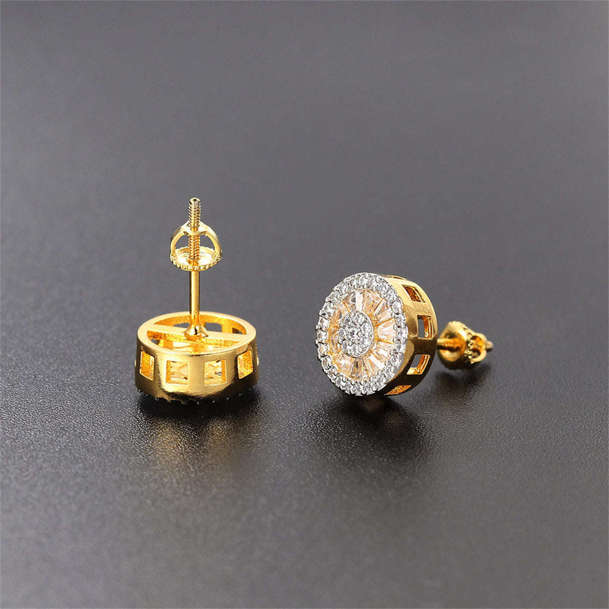 Crystal & Cubic Zirconia Round Stud Earrings