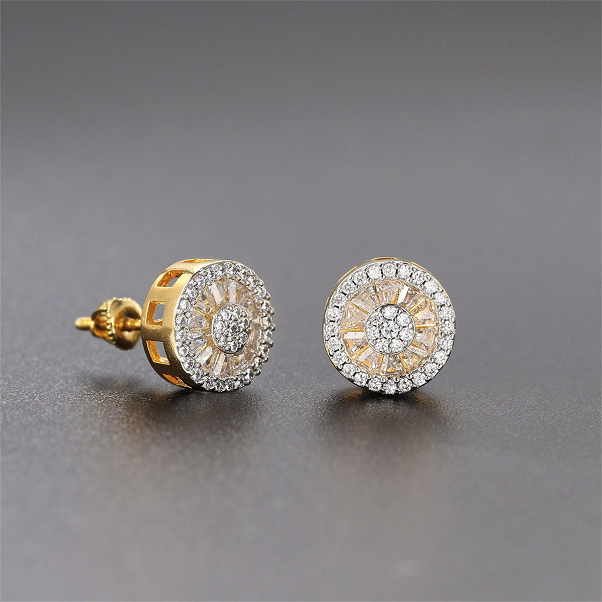 Crystal & Cubic Zirconia Round Stud Earrings