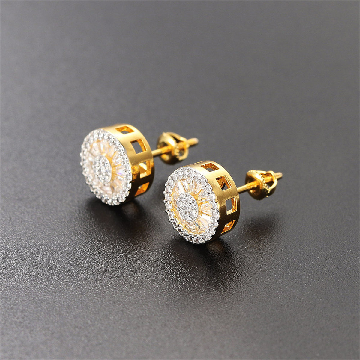 Crystal & Cubic Zirconia Round Stud Earrings