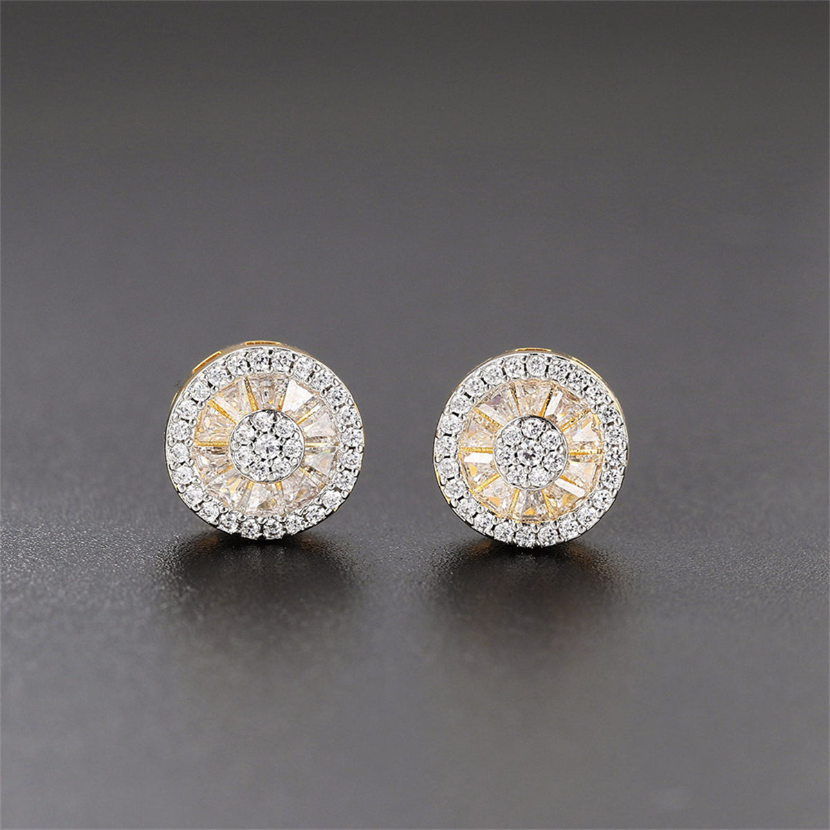 Crystal & Cubic Zirconia Round Stud Earrings