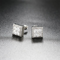 Crystal & Cubic Zirconia Silver-Plated Square Stud Earrings