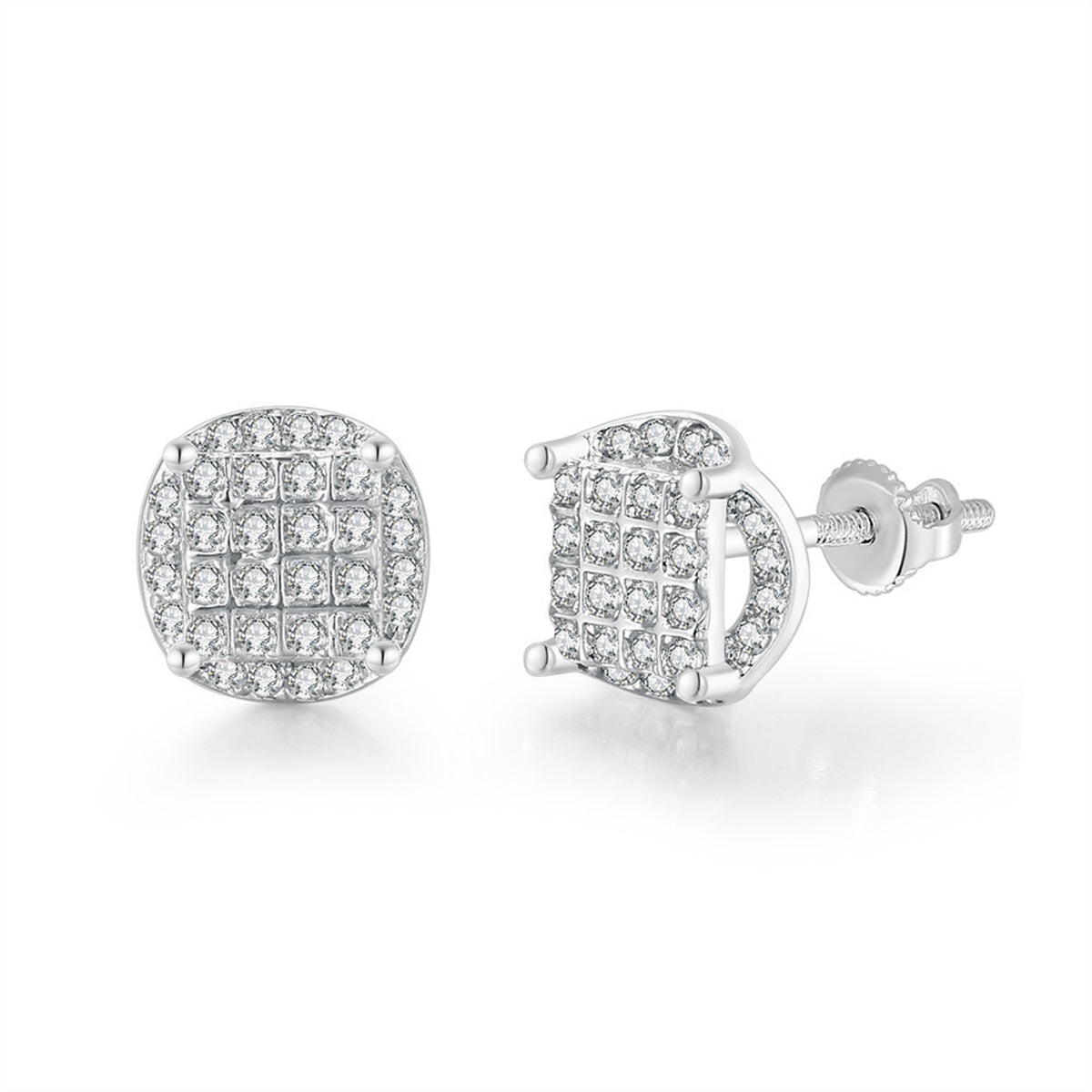 Cubic Zirconia & Silver-Plated Parted Geometric Stud Earrings