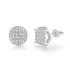 Cubic Zirconia & Silver-Plated Parted Geometric Stud Earrings