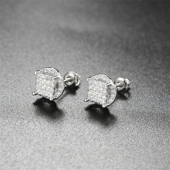 Cubic Zirconia & Silver-Plated Parted Geometric Stud Earrings