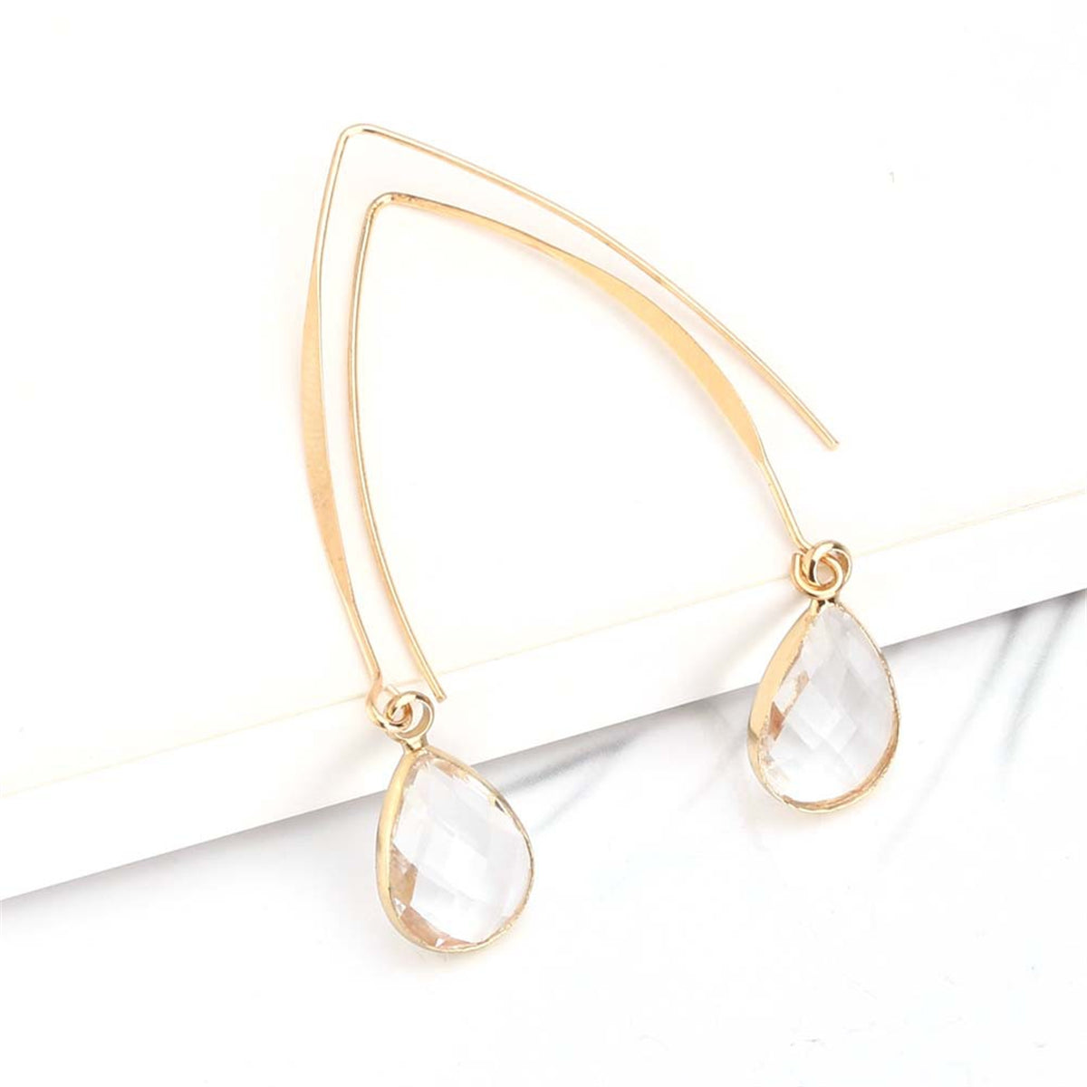 Clear Crystal & 18K Gold-Plated Threader Earrings