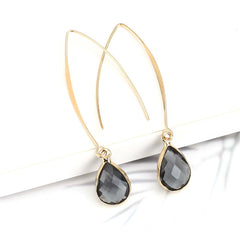 Black Crystal & 18K Gold-Plated Threader Earrings