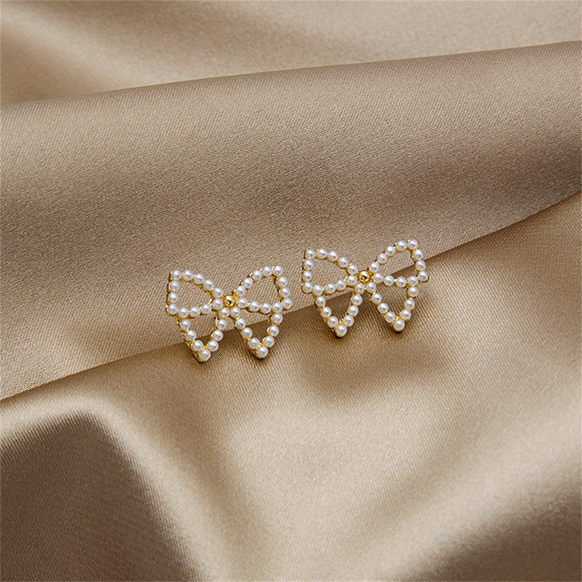 Pearl & 18K Gold-Plated Bow Stud Earrings