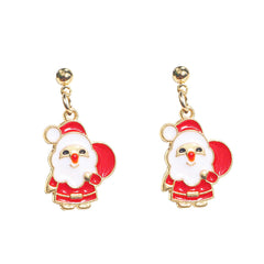 Red & White Enamel 18K Gold-Plated Santa Drop Earrings