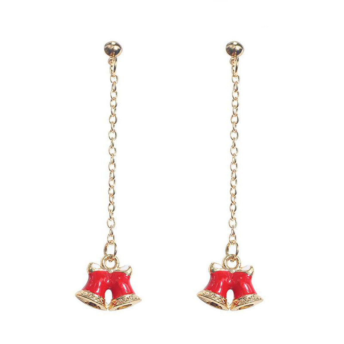 Red Enamel & 18K Gold-Plated Bells Drop Earrings