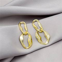 18K Gold-Plated Abstract Interlocked Oval Drop Earrings