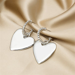 Silver-Plated Heart Huggie Earrings