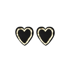 Black Acrylic & 18K Gold-Plated Heart Stud Earrings