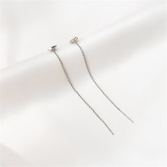 Silver-Plated Heart Threader Earrings