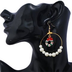 Pearl & Enamel 18K Gold-Plated Wreath Circle Drop Earrings