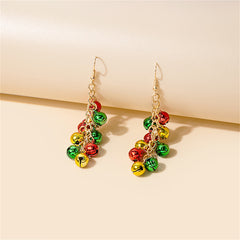 Green & Red Bell Cluster Drop Earrings