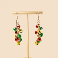 Green & Red Bell Cluster Drop Earrings