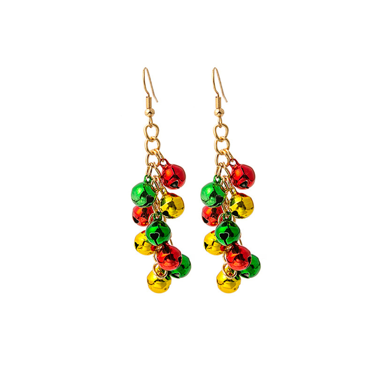 Green & Red Bell Cluster Drop Earrings