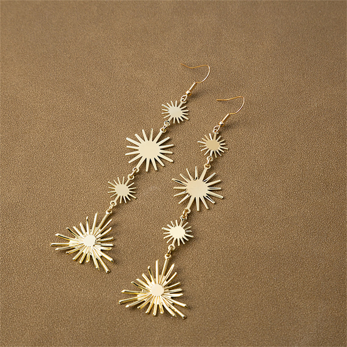 18K Gold-Plated Starburst Link Drop Earrings