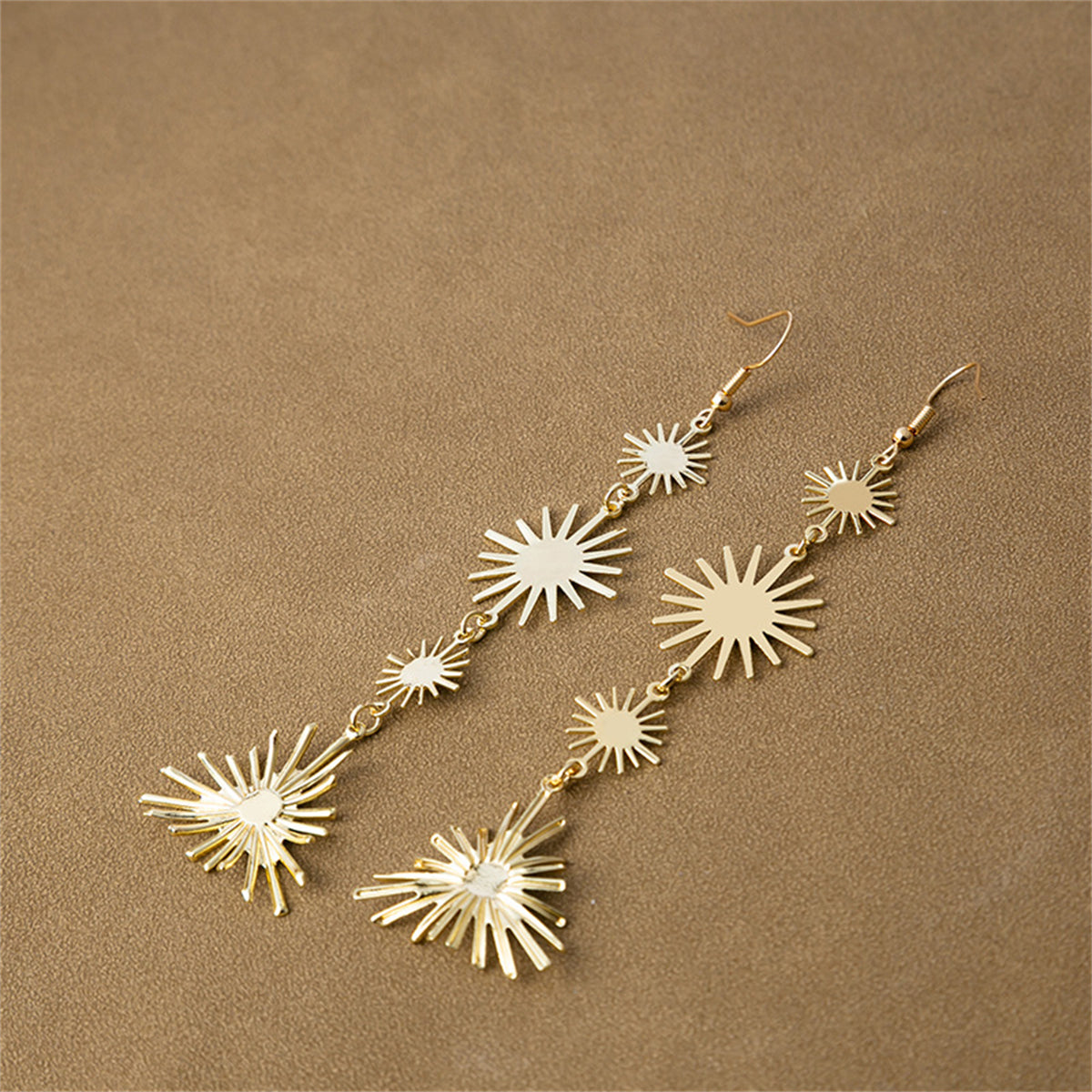 18K Gold-Plated Starburst Link Drop Earrings