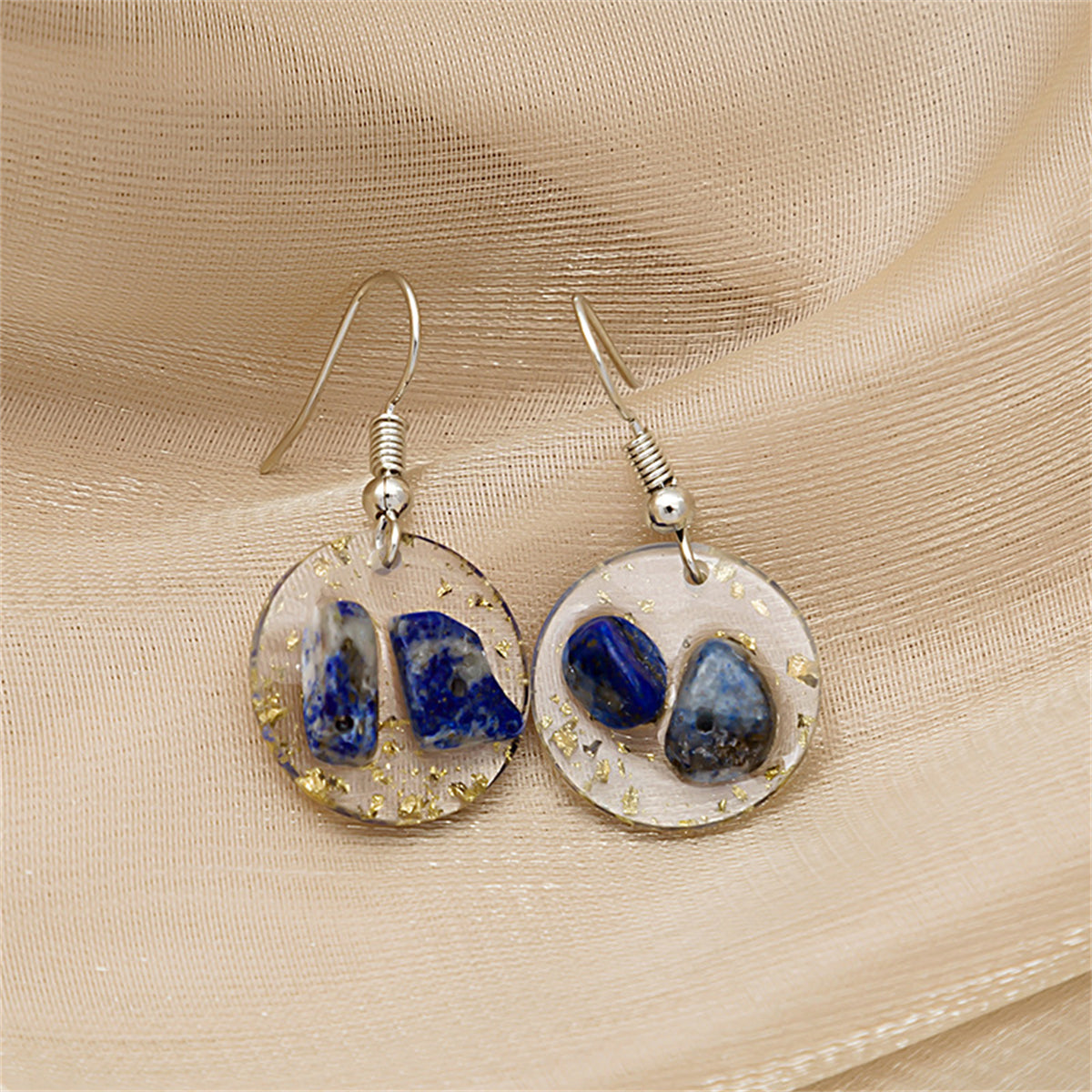 Clear Resin & Silver-Plated Blossom Round Drop Earrings