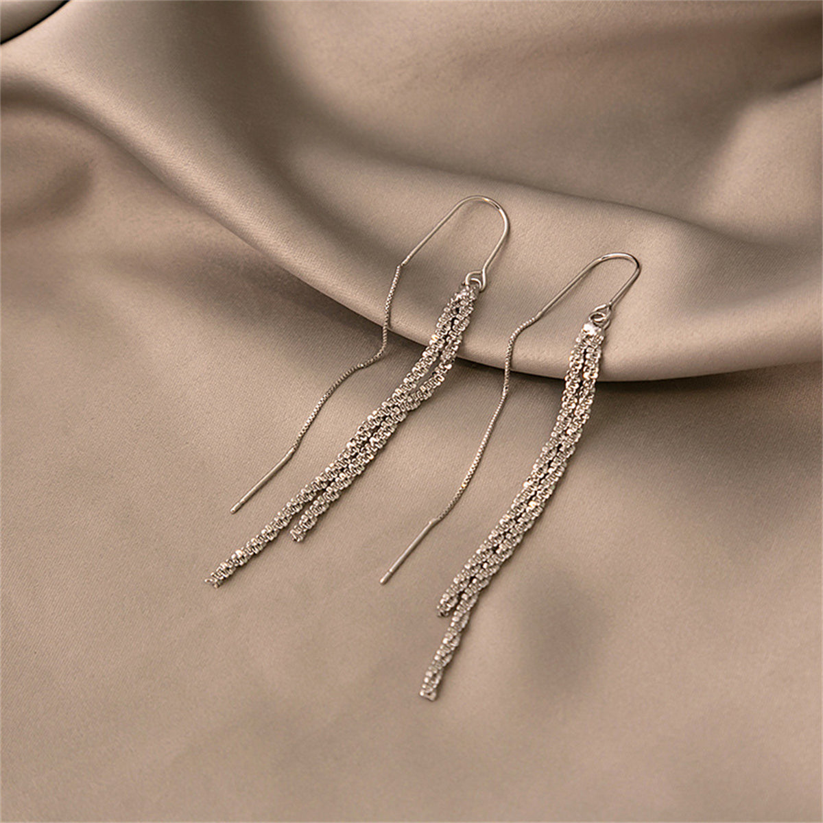 Silver-Plated Twine Threader Earrings