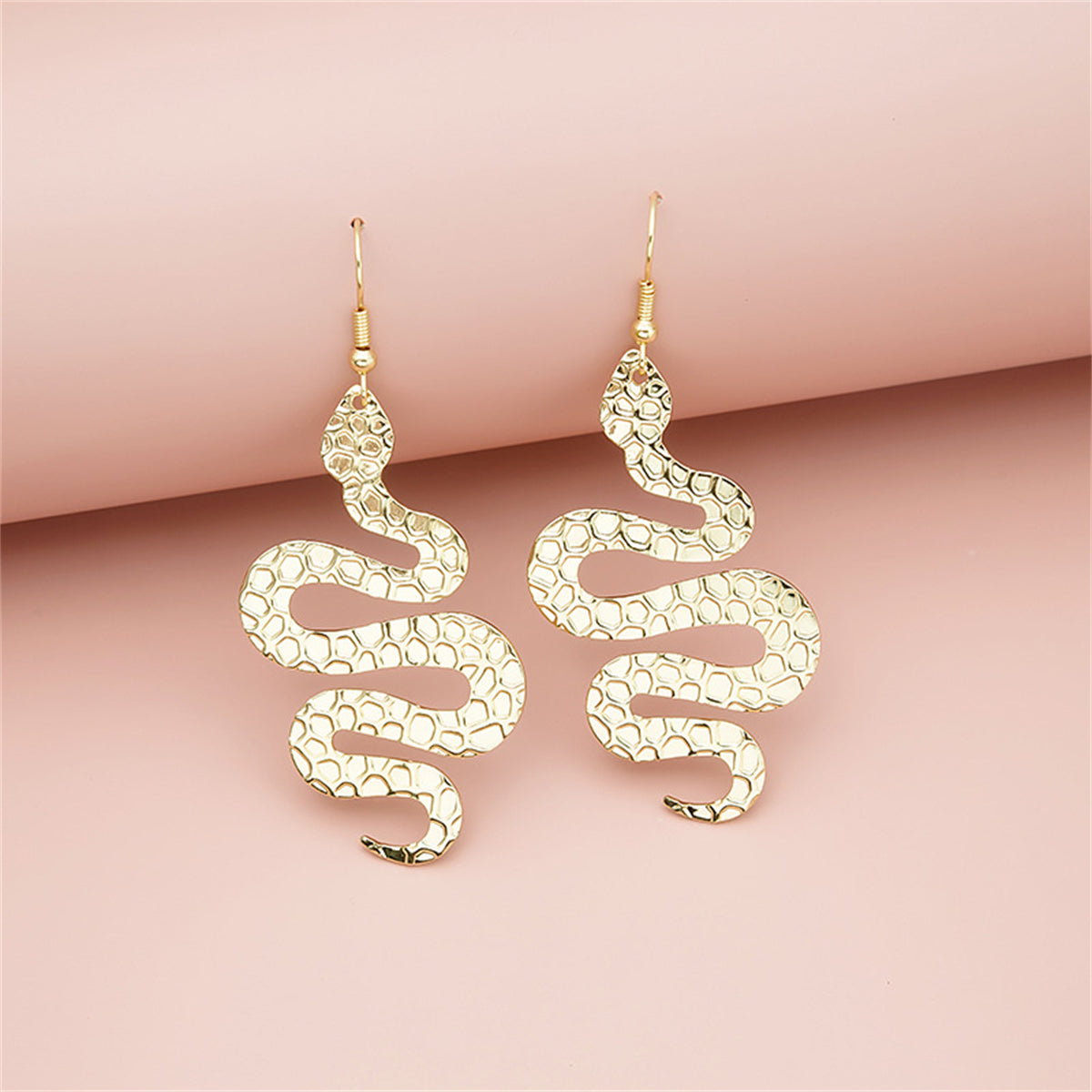 18K Gold-Plated Textured Snake Drop Earrings