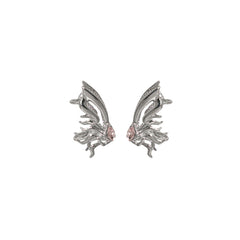 Crystal & Silver-Plated Butterfly Wing Ear Cuffs