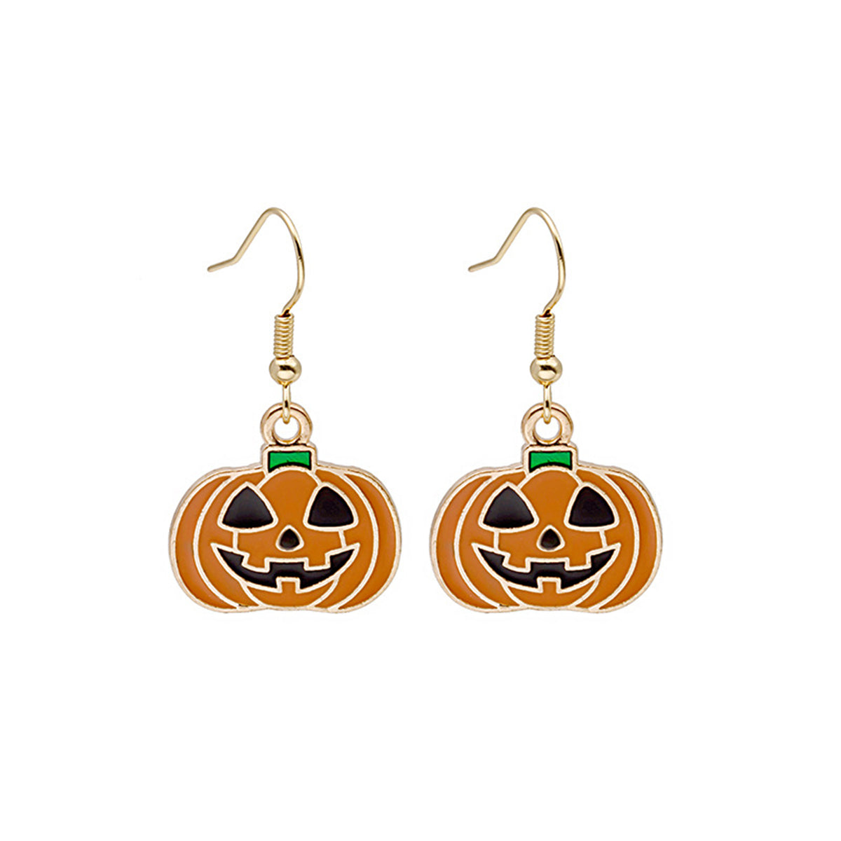 Orange Enamel & 18K Gold-Plated Jack-O'-Lantern Drop Earrings