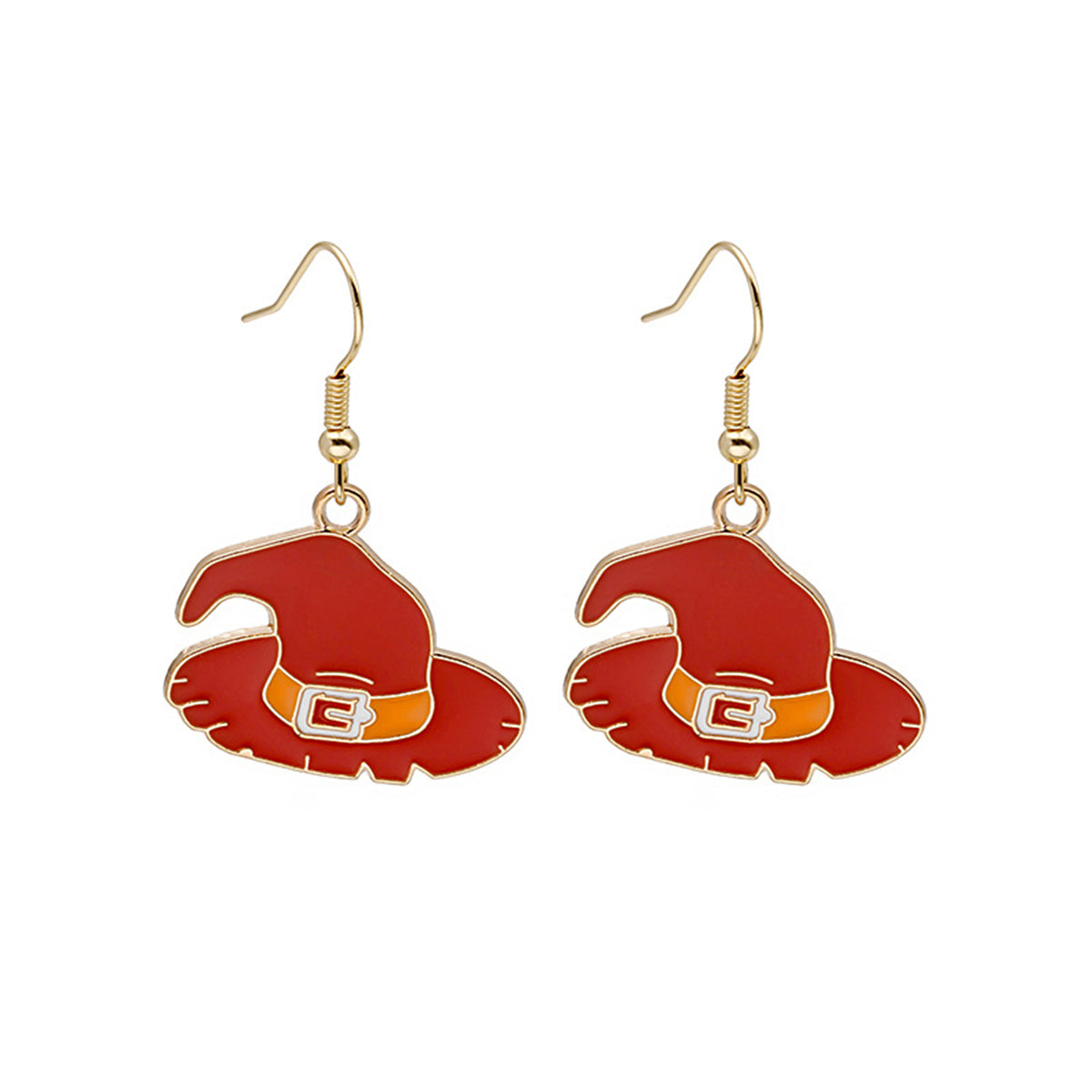 Red & Orange Enamel 18K Gold-Plated Witch Hat Drop Earrings