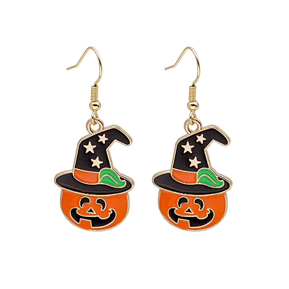 Orange Enamel & 18K Gold-Plated Hat Pumpkin Drop Earrings