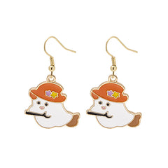 Orange Enamel & 18K Gold-Plated Broomstick Ghost Drop Earrings