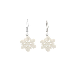 White Resin & Silver-Plated Snowflake Drop Earrings