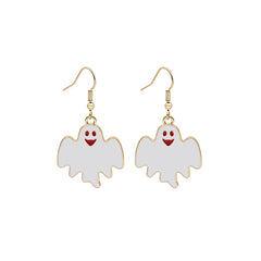 White Enamel & 18K Gold-Plated Happy Ghost Drop Earrings