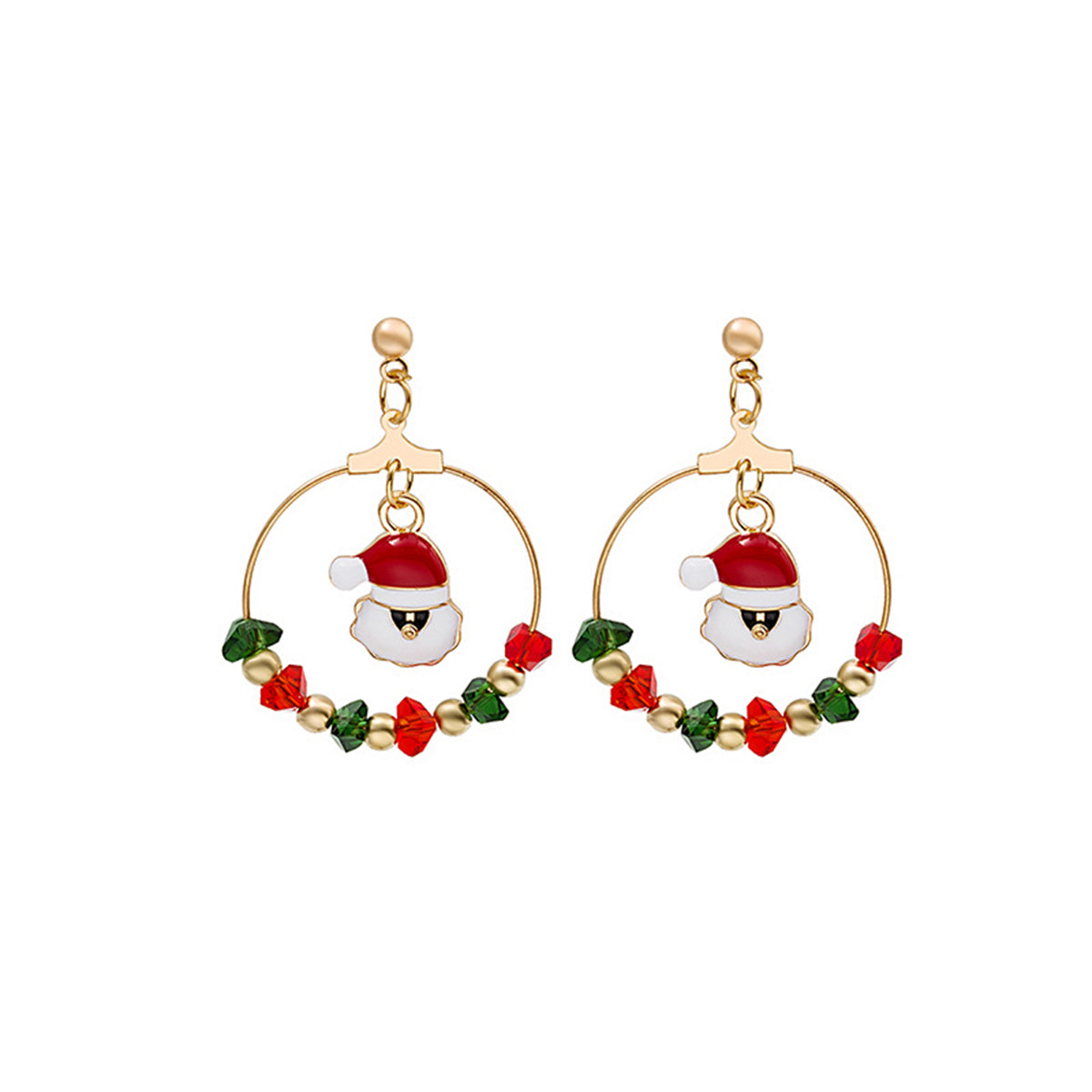 Red Enamel & Acrylic 18K Gold-Plated Santa Drop Earrings