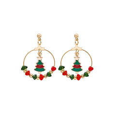 Red Enamel & Acrylic 18K Gold-Plated Christmas Tree Drop Earrings