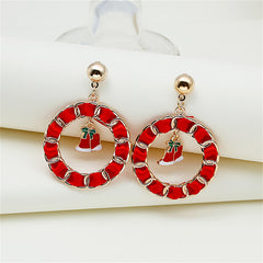 Red Enamel & Polyster 18K Gold-Plated Bell Curb Chain Circle Drop Earrings