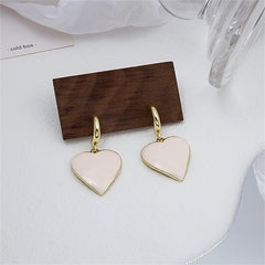 Pink Enamel & 18K Gold-Plated Heart Huggie Earrings