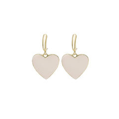 Pink Enamel & 18K Gold-Plated Heart Huggie Earrings