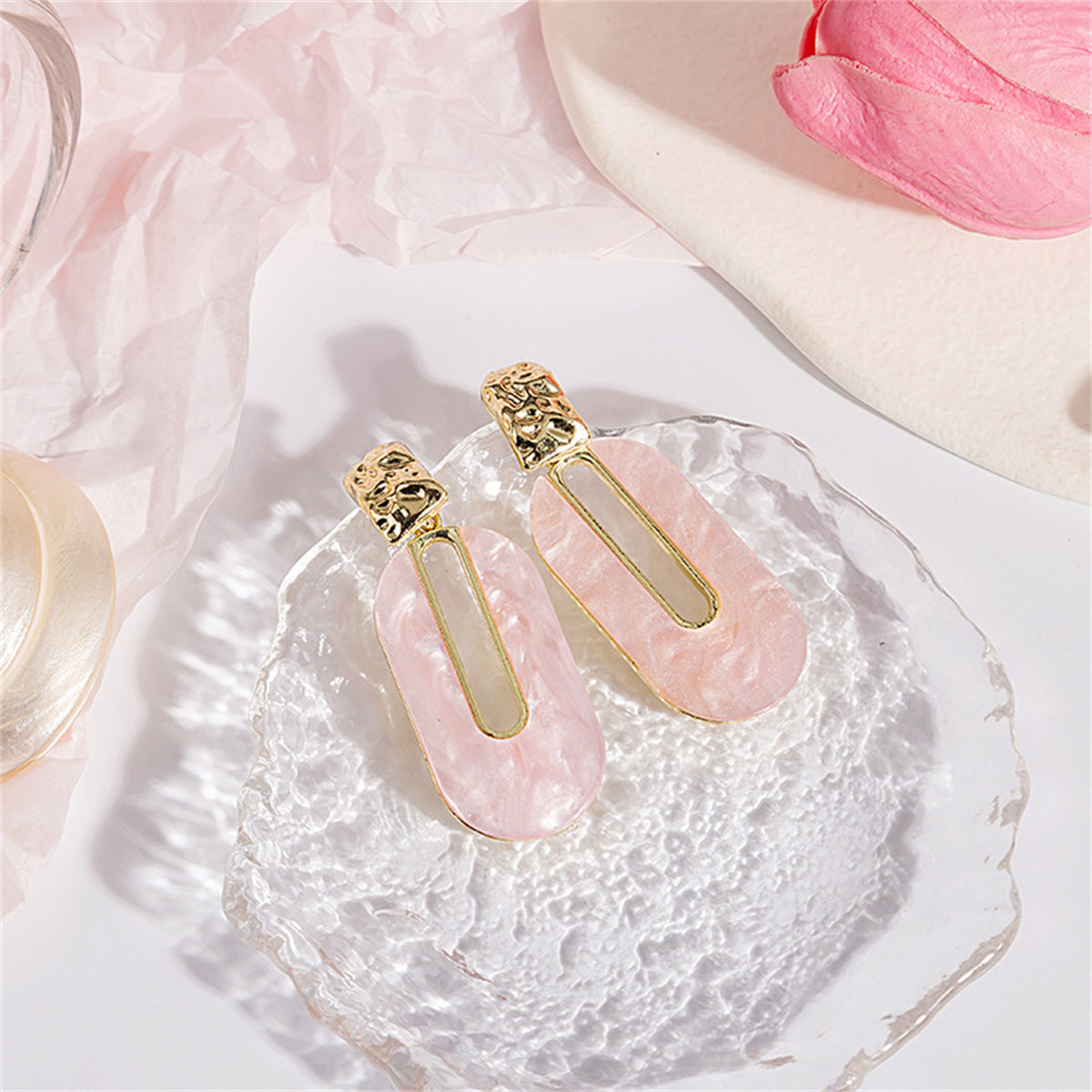 Pink Shell & 18K Gold-Plated Oval Drop Earrings