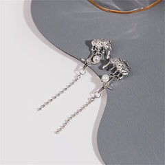 Pearl & Cubic Zirconia Silver-Plated Star Tassel Ear Cuff