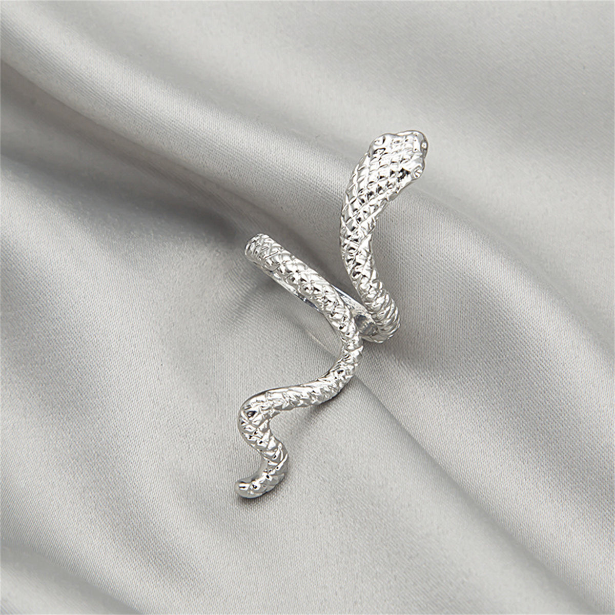 Silver-Plated Snake Bypass Ring