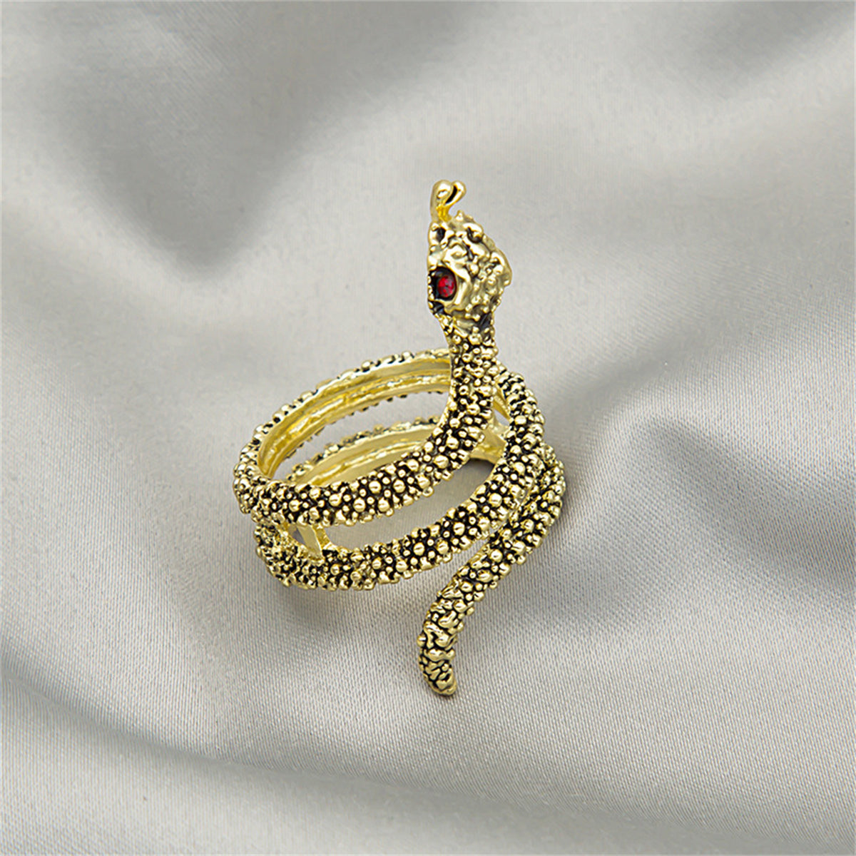 Cubic Zirconia & 18K Gold-Plated Snake Ring