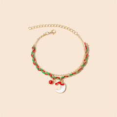 Red Enamel & 18K Gold-Plated Moon Layered Charm Bracelet