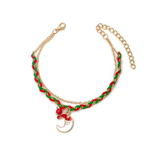 Red Enamel & 18K Gold-Plated Moon Layered Charm Bracelet